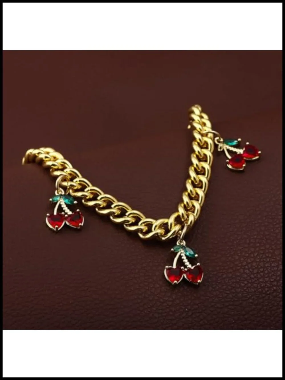 Cherry Charms Bag Chain Keychain - Metal Key Ring Purse Accessory
